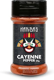 HARIBAS Cayenne Pepper Powder 60 Gram (Hot & Spicy Chili Powder) | Vegetarian Spices & Easy Cooking Essential (All Natural & Classic Flavour) | No Artificial Colour | No Preservative