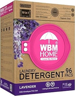 10-in-1 Laundry Pods with Softener & Scent Booster, 96 Count, High Efficiency (HE), Fabric Softener, Lavender Extracts, Stain Lifter, Eco-Friendly, Gentle, Fresh