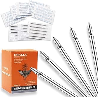 14G 100pcs Professional Piercing Needles - 316L Stainless Steel Jewelry Needles Hollow Design, Ultra Sharp for Earlobe, Nose Piercing & Jewelry