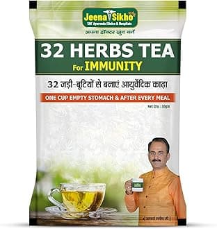 Jeena Sikho 32 Herbs Tea | Herbal Tea With Elaichi, Brahmi, Tulsi, Giloy, Laung, Gulab, Dalchini, Shank Pushpi for Body Detox and Wellness | Natural Detox Kahwa, 30gm