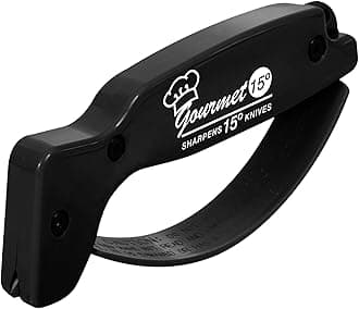 AccuSharp Gourmet Series, 15 Degree Knife Sharpener for Gourmet Knives, Diamond-Honed Tungsten Carbide Reversible Blades, Hones & Refines Straight-Edge or Serrated Gourmet Knives, Hand-Held, Black