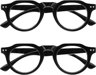 OPULIZE RIO Blue Light Blocking Reading Glasses - 2-Pack - Flat Top Frame - Black - Mens Womens - Spring Hinges - BB53-1 - +1.50