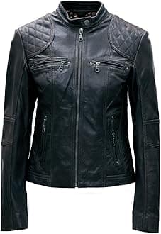 Pelle D'annata Ladies Real Leather Black Brown Biker Jacket Size 8 to 18