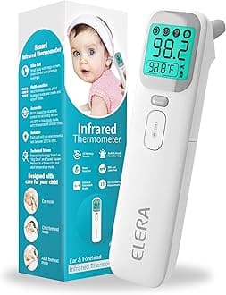 Ear Thermometer for Kids, Baby Thermometer with Forehead and Ear Mode for Adults, Infant, Kids and Toddler, Touchless and 1 Second Reading with Fever Alarm and Mute Function, LCD