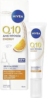 Q10 Anti-Wrinkle Energy Revitalising Eye Cream (15 ml), Anti-Age Formula with Vitamin C, Q10, and GLYCOSTOP, Vitamin C Eye Cream to Reduce Appearance of Dark Circles