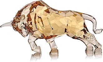 Acrylic Bull Statue Feng Shui Wall Street Bull Statue, Stock Market Charging Bull Sculpture Office Desk Decorative, Gold Bull Figurines for Tv Stand Knick Knacks Home Decor for Shelves para