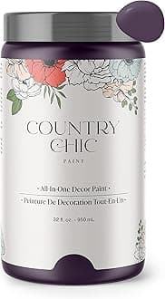 Country Chic All-in-One Chalk Paint for Furniture, Cabinets, Home Decor, Eco-Friendly, Matte Finish, Built-In Primer & Top Coat for Wood, Metal - Opulence (Purple) - Quart 32 oz (950 ml)