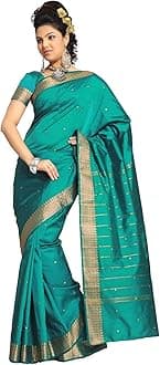 Womens Indian Ethnic Traditional Banarasi Art Silk Saree Sari Wrap Fabric Dress Drape