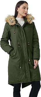 WenVen Women's Winter Long Hooded Sherpa Lined Parka Jacket Warm Coat