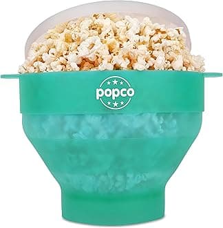 POPCO Silicone Microwave Popcorn Popper with Handles, Silicone Popcorn Maker, Collapsible Bowl Bpa Free and Dishwasher Safe - 15 Colors Available (Transparent Aqua)