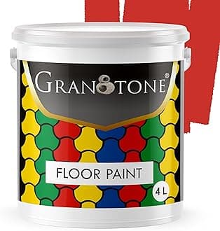 Floor paint for cement floor and tiles, Polyurethane and Acrylic Polymer Based Concrete Sealer, Anti-Slip, Thick & Durable tile paint 4 L,P.O. RED