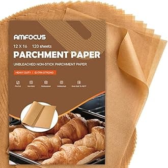 AMFOCUS Unbleached Baking Parchment Sheets, 12 x 16 Inch, 120 Count