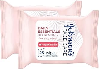 Johnson & Johnson Micellar Wipes Refreshing with Skin-Loving Minerals, Pack of 2x25 Wipes, Suitable_for Normal Skin Types, Gentle Makeup Remover Wipes, Hydrates and Cleanses, Safe_for Sensitive Eyes