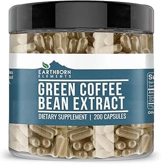 Earthborn Elements Green Coffee Bean Extract 200 Capsules, Pure & Undiluted, No Additives