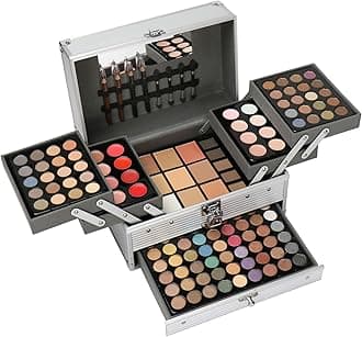 Pure Vie All-in-One Holiday Makeup Gift Set Xmas Essential Starter Bundle Include Eyeshadow Palette Lipgloss Concealer Blush Eyebrow Foundation Face Powder Eyeliner Pencil