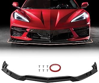 Front Bumper Lip fit for Chevy Chevrolet Corvette C8 Z51 2020 2021 2022 2023 2024,Front Splitter Lower Guard Protector,Glossy Black Chin Lip Spoiler Splitter Kit,3PCS