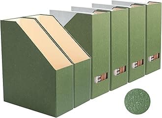 LifeSto Magazine Holder - File Holder and Desk Organizer, Cardboard Book Organizer and Storage Box for Documents, Magazine Holder Rack for Office, Home and Classroom (Leaf Green, 6-Pack)