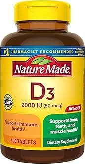 Nature Made Vitamin D3 2000 IU (50 mcg), Vitamin D Supplement for Bone, Teeth, Muscle and Immune Health Support, 400 Tablets, 400 Day Supply
