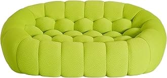 Bubble Couch, Curved Loveseat Sofa, Oversized Memory Foam Lazy Floor Couch, 3D Honeycomb Shape Round Curved Sofas for Living Room, Apartment (Fluorescent Green, 78.74")