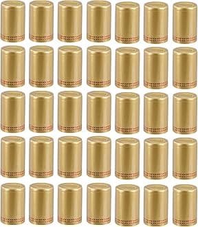 Cabilock 100Pcs PVC Heat Shrink Capsules 33mm PVC Heat Shrink Capsules Wine Shrink Wrap Wine Bottle Capsules Shrink Capsfor Professional and Home Use Diameter（Gold）