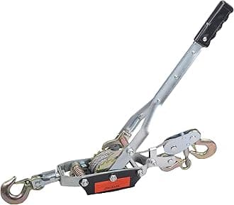 5 Ton Dual Gear Power Puller, 3 Hook Steel Cable Dual Gear Power Ratchet Come Along Puller Tool with Cable Automotive Hoist Hand Winch Cable Puller Stretcher Lift 11,000 Lbs