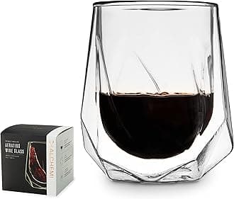 Viski Alchemi Aerating Wine Glass, Double Walled Tasting Tumbler for Red Wine, Enhances Aroma & Flavor, Elegant Modern Glassware, Home Bar Essentials, 8 oz, Set of 1