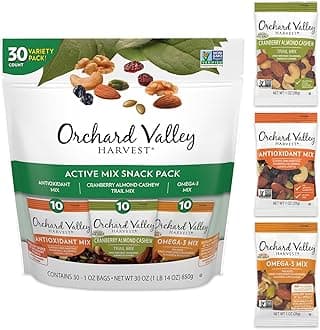 Active Snack Pack Mix, 1oz Bags (Variety Pack of 30), Antioxidant Mix, Cranberry Almond Cashew, Omega-3 Trail Mix, Healthy Snacks for Adults and Kids, Gluten Free