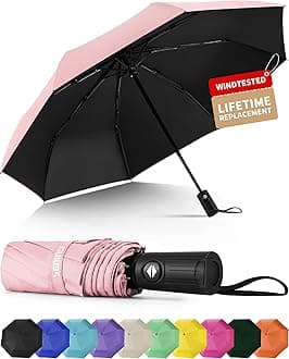 Windproof Travel Umbrella, Automatic Umbrellas for Rain, Portable & Compact Umbrellas for Backpack, Strong UV for Protection, Folding Small Sun Umbrella for Car, Walking