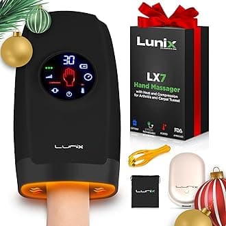 Lunix LX7 Touchscreen Electric Hand Massager w/Compression, 4 Levels Pressure Point Therapy Massager for Arthritis, Pain Relief, Carpal Tunnel and Finger Numbness, Shiatsu Massage Machine with Heat