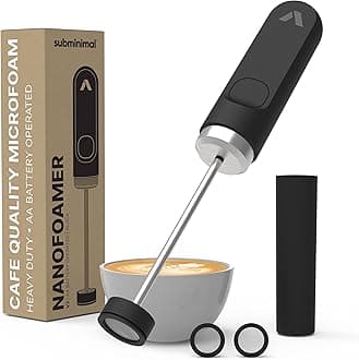Subminimal NanoFoamer V2 Handheld Milk Foamer - Make Premium Barista-Style Coffee Drinks at Home - AA Battery Powered Foamer for Cappuccino, Latte, Hot Chocolates and More