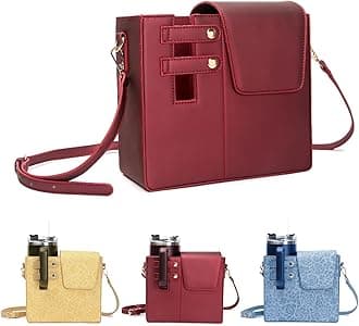 Water Bottle Crossbody Bag for Stanley Bottle, Water Bottle Carrier Bag, Stanley Cup Holder, Portable Outdoor Water Cup Holder with Adjustable Shoulder Strap (Red)