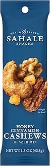 Sahale SnacksHoney Cinnamon Cashews Glazed Mix, 1.5 oz Bags (18 Packs) - Dry-Roasted Deluxe Mixed Nuts - Walnuts, Pecans & Dried Apples - Non-GMO, Kosher, & Certified Gluten-Free Snacks