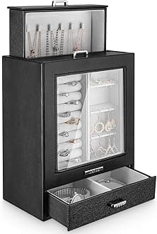 HomdeHomde Jewelry Organizer Girls Women Jewelry Box for Necklaces Rings Earrings Gift Jewelry Storage Case Porcelain Pattern Series (Black)