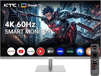 KTC 32 Inch 4K Smart Monitor with Google TV System 3840 * 2160P Netflix Licensed Type C 65W PD Speakers 5W*2 Dolby Audio Hey Google Voice Remote HDR WiFi Bluetooth VESA Tiltable 32 in Smart TV