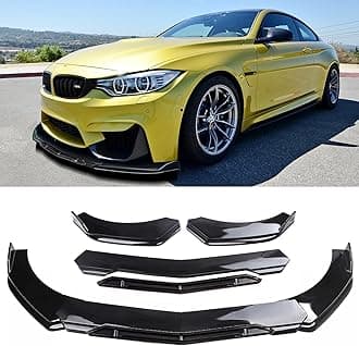 Universal Front Lip for Car,Glossy Black Front Bumper Lip, ABS Adjustable Sharp Corner Front Bumper Lip Splitter Protector Replacement for Most Vehicle (Glossy Black w/Black)