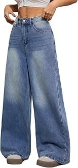 Womens Baggy Jeans Wide Leg Denim Pants Y2k 90s Vintage Hip Hop Loose Long Trousers Streetwear