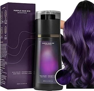 Hair Dye Shampoo,Hair Dye Sham-poo,Instant Ha-ir Dy-es Shampoo,Ha-ir Colour Sham-poo Care,3 In 1 Instant Hairs D-ye Sham-poos,Easy to Use Shampoos D-ye,Colour Shampoos to Cover Grey Hairs,Purple