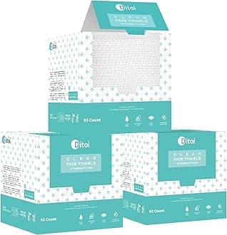 Ditoi Face Towels, 10"×12" Disposable Face Towel, Face Towelettes XL, Ultra Soft Makeup Remover Dry Wipes, Thick Face Towel for Cleansing, 150 Count (3 Pack)