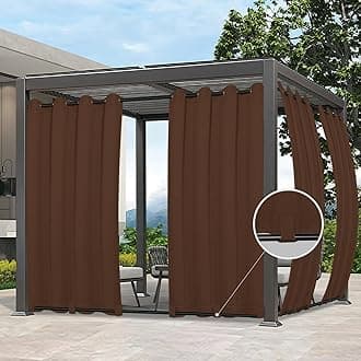 Easy-Going Outdoor Curtains Waterproof Windproof Weatherproof Curtain for Patio, Cabana, Porch, Pergola and Gazebo, Grommet Top and Tab Bottom Drape, 1panel, 54x108 inch, Brown