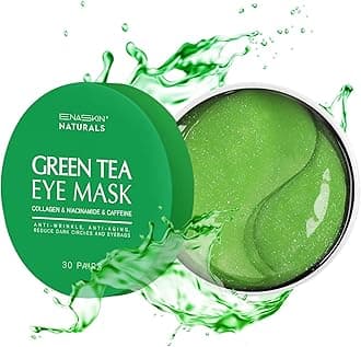 Enaskin Naturals Under Eye Pads: 30 Pairs Gel Pads for Green Tea Eyes - Reduces Bags for Eyes, Wrinkles and Puffy Eyes - Treatment Mask