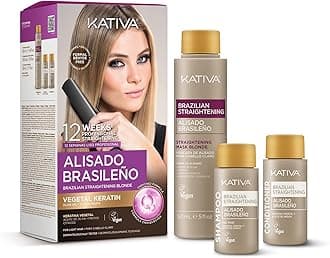 Brazilian Straightening Blonde Kit, 12 Weeks of Home Use Professional Straightening, with Olive Oil, Citrus Fruits and Keratin, for Straighter, Softer and Shinier Light-Coloured Hair