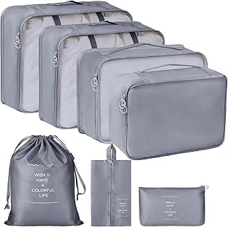 PETRICE Travel Organizer Pouch Packing Cubes for Travel Essentials Toiletry Bag, Travel Luggage Organizers with Laundry Bag Travel Pouch, Packing Cubes Organizer (Grey)