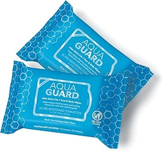 After-Swim Face & Body Wipes | Neutralize chlorine scent and residue | Moisturizing RINSE-FREE Formula (2 Packs of 25)