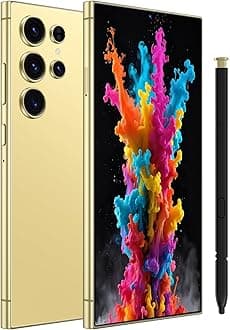 Echoamo S24 Ultra Unlocked Cell Phone, 8GB+256GB Octa-core Smartphone, 6800mAh Android 14 Mobile Phone, 6.8" FHD+, 108MP + 50MP Camera, Dual SIM Phone/Built-in Pen/GPS/Face ID - Gold