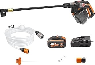 WORX Nitro HydroShot WG633E 20V High-Flow Cordless Portable Pressure Cleaner Power Washer with Brushless Motor Up to 56 Bar Pressure, IPX7 Waterproof Battery, Charger, Multi-Spray Nozzle & Accessories