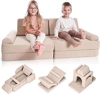 ZICOTO Modular Kids Play Couch for Fun Play Time or Comfy Lounging - The Perfect Toddler Sofa to Boost Creativity and Easily Build Magical Forts and More in Your Playroom/Nursery