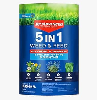- 5 In 1 Weed and Feed, Granules, 24 lb, Lawn Fertilizer