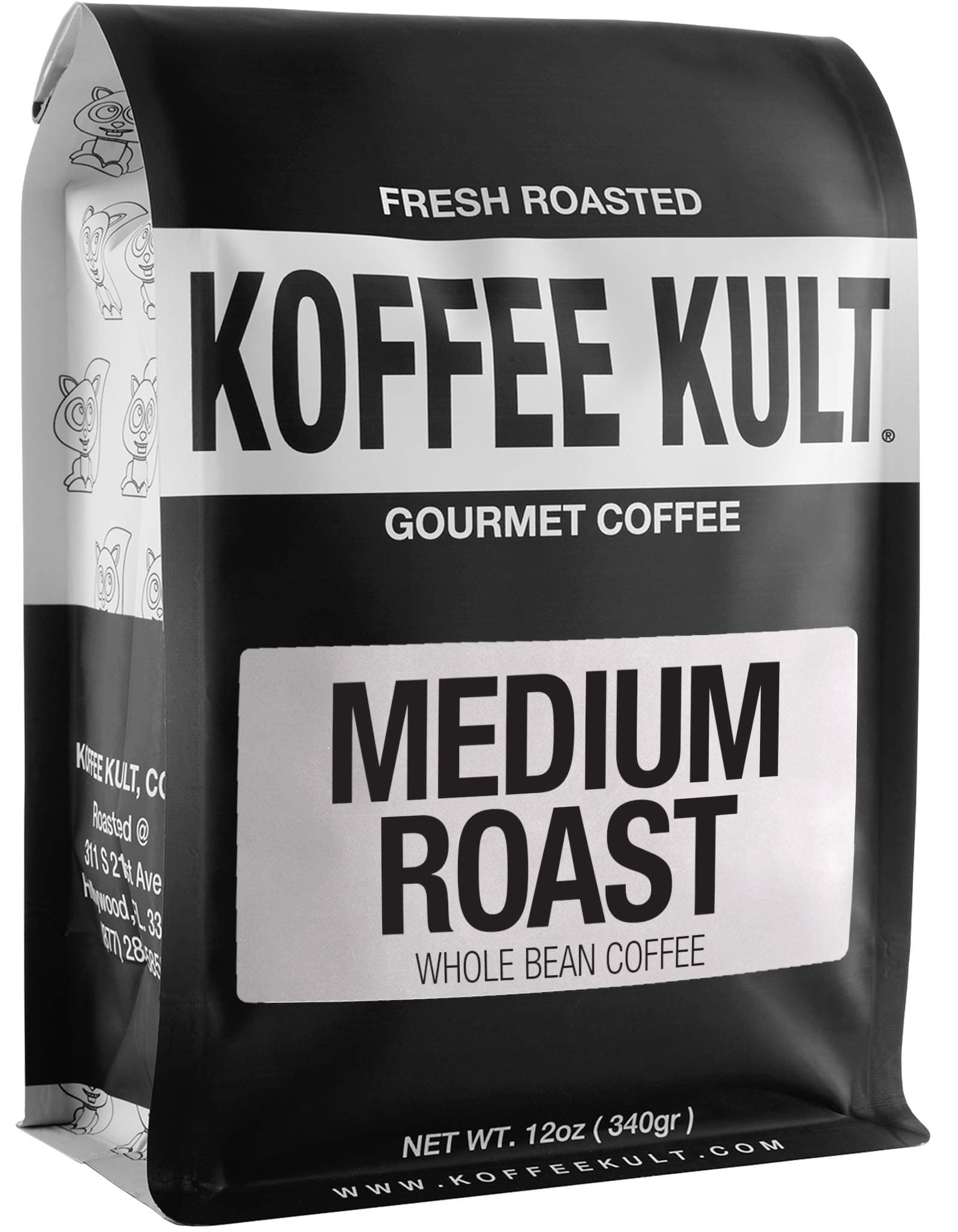 Koffee Kult Medium Roast Coffee Beans - Whole Bean - Smooth, Balanced Flavor - Smooth and Flavorful 100% Arabica Beans - 12oz Resealable Bag