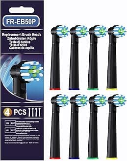 Replacement Heads Compatible with Braun Oral B Pro 1000, Genius X, Smart 1500 Electric Toothbrush, 8 Pcs Precision Brush Heads Refills Compatible with Oral B (Black)
