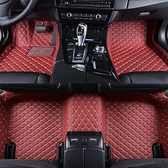 Custom All-Weather Protection Leather Car Floor Mats for Cars Sedan SUV Sports Car Waterproof Floor Mat (Wine red)